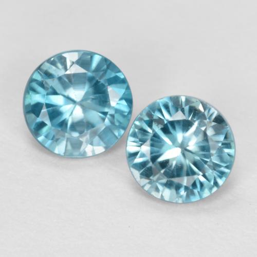 1.10カラットの天然緑がかった青ジルコン（4.59 mm・ラウンドカット）