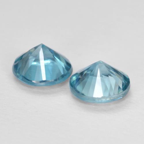 1.10カラットの天然緑がかった青ジルコン（4.59 mm・ラウンドカット）