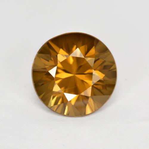 2.62カラットの天然ゴールデンブラウンジルコン（7.91 mm・ラウンドカット）