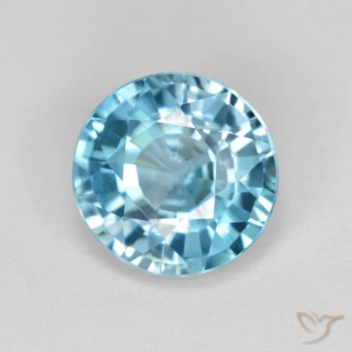 3.57ct 天然 シアンブルー ジルコン, ラウンド, VVS