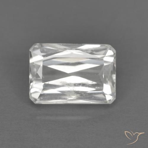 1.75ct 天然 ホワイト ジルコン, エメラルドカット, VVS-VS