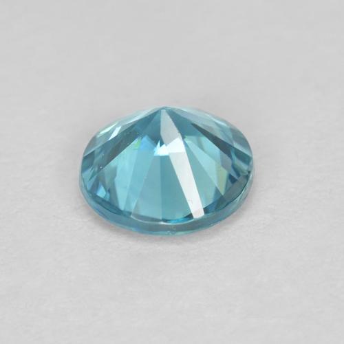 0.58カラットの天然明るい緑がかった青ジルコン（4.79 mm・ラウンドカット）