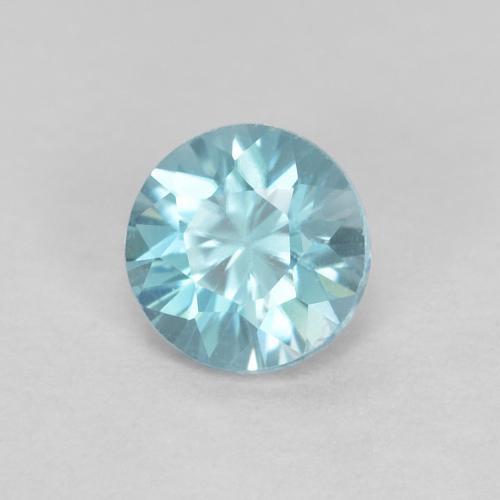 0.39カラットの天然薄い緑がかった青ジルコン（3.95 mm・ラウンドカット）
