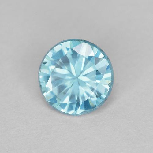 0.53カラットの天然薄い緑がかった青ジルコン（4.63 mm・ラウンドカット）