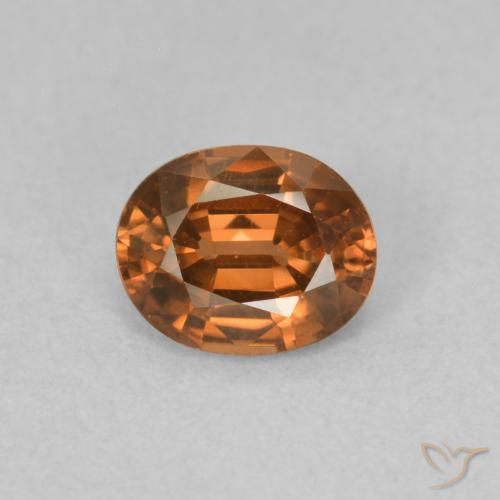 0.87ct 天然 Medium Dark-Orange ジルコン, 楕円形, VVS-VS
