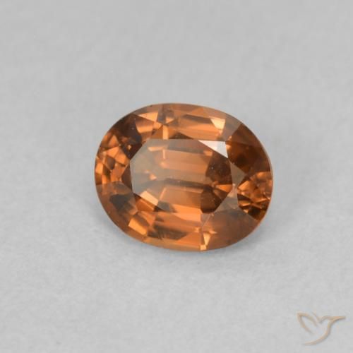 0.87カラットの天然Medium Dark-Orangeジルコン、楕円形、VVS-VS