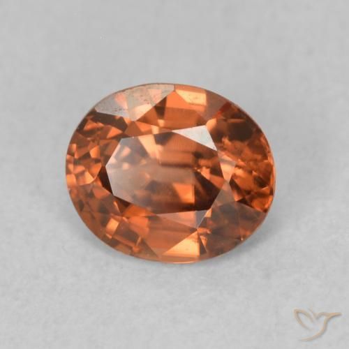 0.92カラットの天然Medium Dark-Orangeジルコン、楕円形、VVS-VS