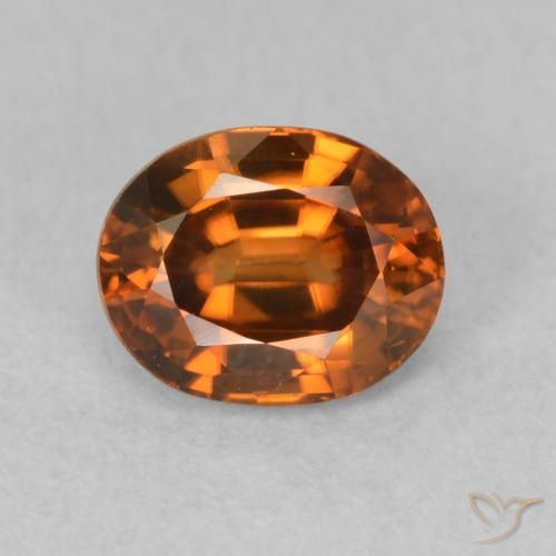 1.07ct 天然 濃い茶色がかったオレンジ ジルコン, 楕円形, VVS-VS