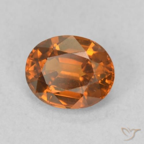 0.93カラットの天然Medium Dark-Orangeジルコン、楕円形、VVS-VS