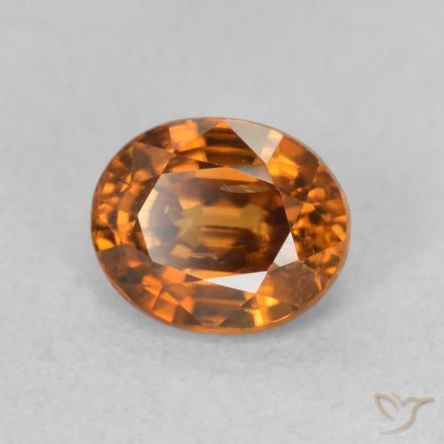 1.19カラットの天然Medium Dark-Orangeジルコン、楕円形、VS