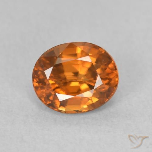 1.04ct 天然 ディープオレンジ ジルコン, 楕円形, VS