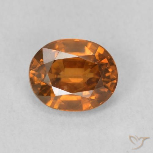 1.00ct 天然 Medium Dark-Orange ジルコン, 楕円形, VS