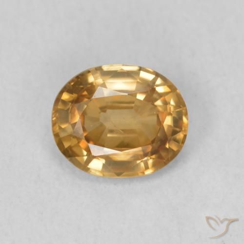 0.82ct 天然 ミディアムゴールド ジルコン, 楕円形, VS