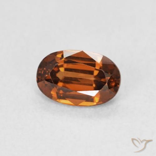 0.82カラットの天然Medium Dark-Orangeジルコン、楕円形、VVS