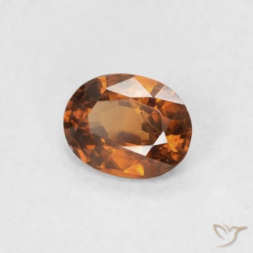 0.51カラットの天然Medium Dark-Orangeジルコン、楕円形、VVS-VS
