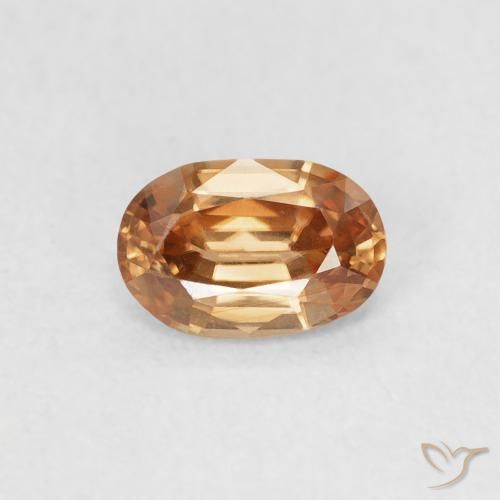 0.60ct 天然 ミディアムオレンジ ジルコン, 楕円形, VVS-VS