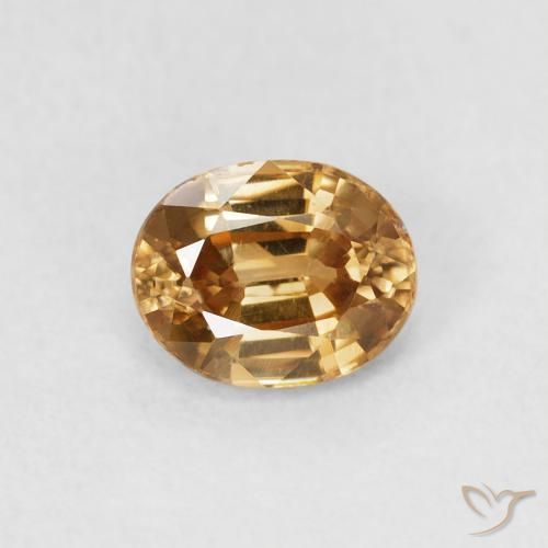 0.98ct 天然 ミディアムゴールド ジルコン, 楕円形, VS