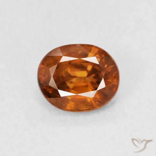 1.00ct 天然 Medium Dark-Orange ジルコン, 楕円形, VS