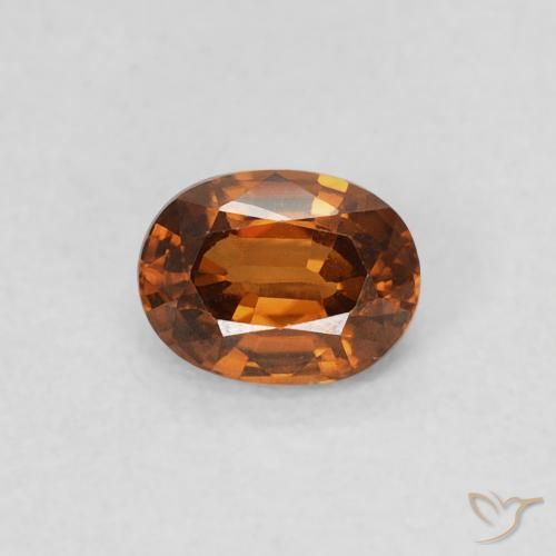 0.60ct 天然 Medium Dark-Orange ジルコン, 楕円形, VS