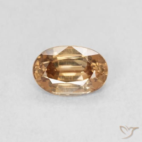 0.75ct 天然 ミディアムゴールド ジルコン, 楕円形, VVS