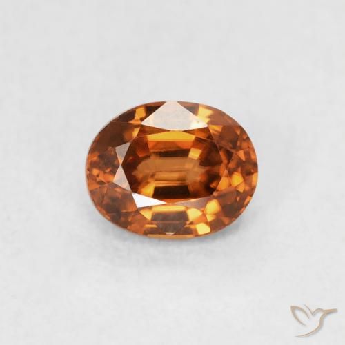 0.67ct 天然 Medium Dark-Orange ジルコン, 楕円形, VVS