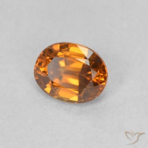 0.62カラットの天然Medium Dark-Orangeジルコン、楕円形、VVS