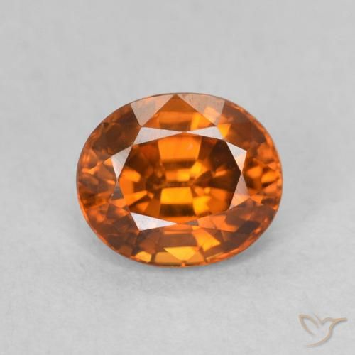 1.00ct 天然 ディープオレンジ ジルコン, 楕円形, VVS
