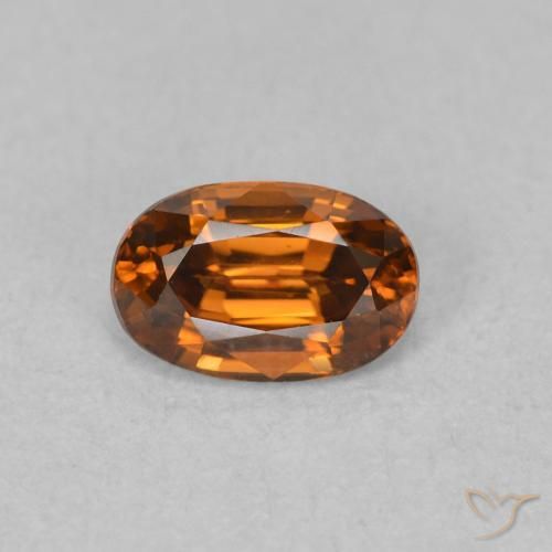 0.78ct 天然 Medium Dark-Orange ジルコン, 楕円形, VVS