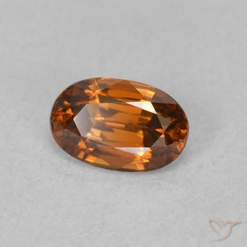 0.78カラットの天然Medium Dark-Orangeジルコン、楕円形、VVS