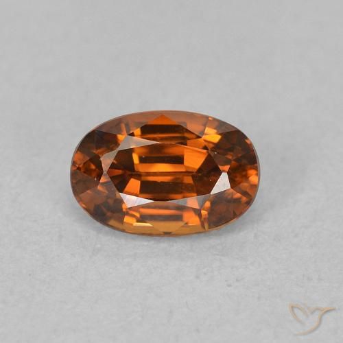 0.89ct 天然 Medium Dark-Orange ジルコン, 楕円形, VVS