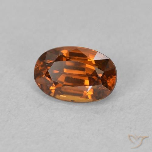0.89カラットの天然Medium Dark-Orangeジルコン、楕円形、VVS