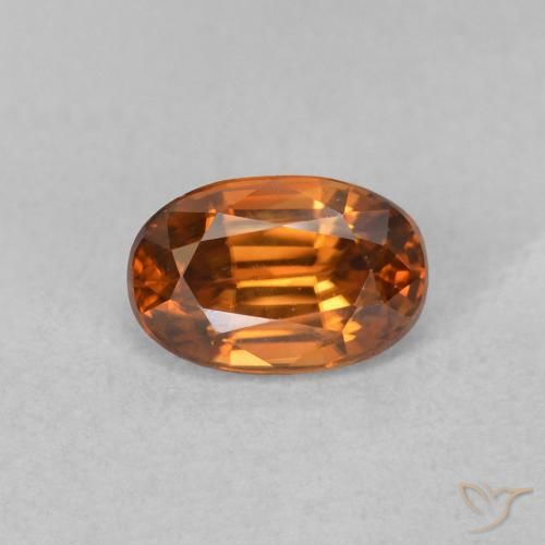 0.81ct 天然 Medium Dark-Orange ジルコン, 楕円形, VVS
