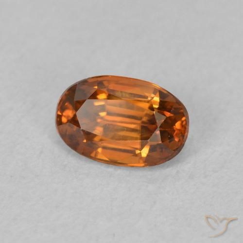0.81カラットの天然Medium Dark-Orangeジルコン、楕円形、VVS