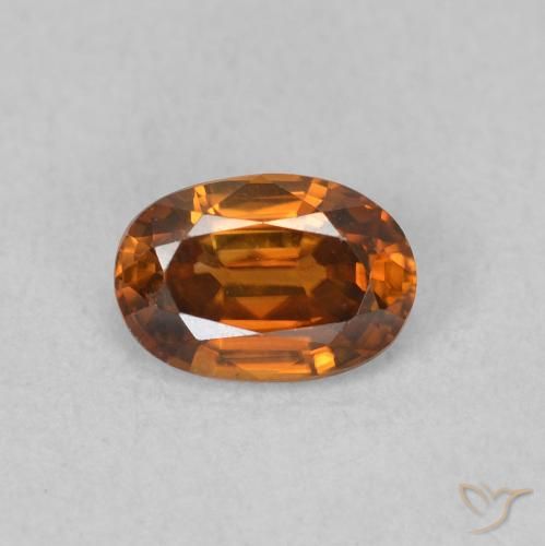 0.73ct 天然 Medium Dark-Orange ジルコン, 楕円形, VVS