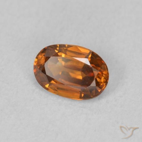 0.73カラットの天然Medium Dark-Orangeジルコン、楕円形、VVS