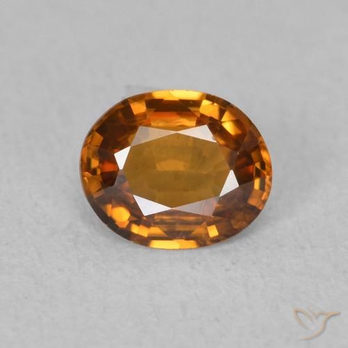0.86ct 天然 ミディアムオレンジ ジルコン, 楕円形, VVS