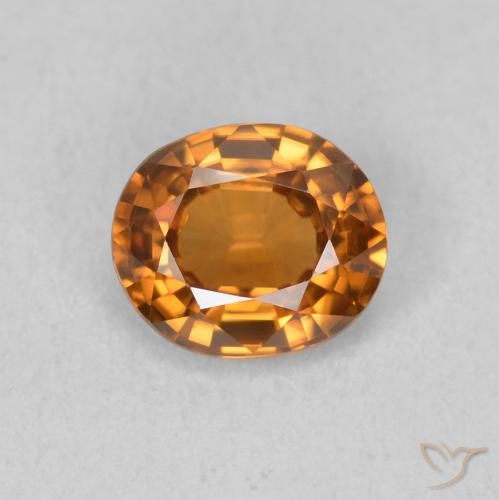 0.91ct 天然 ミディアムオレンジ ジルコン, 楕円形, VVS