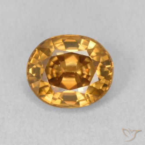 1.01ct 天然 ゴールドブラウン ジルコン, 楕円形, VVS