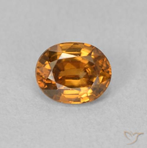 1.02ct 天然 ミディアムオレンジ ジルコン, 楕円形, VVS