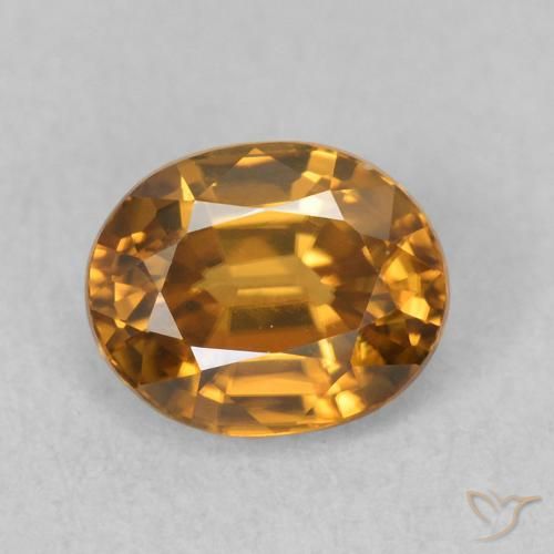 1.09ct 天然 ゴールドブラウン ジルコン, 楕円形, VVS