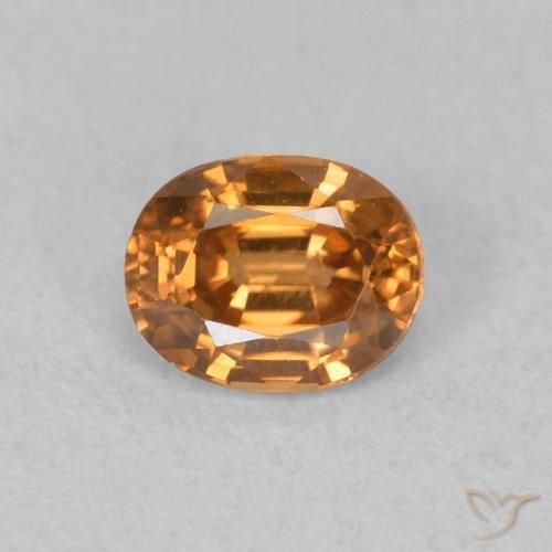 0.65ct 天然 ミディアムオレンジ ジルコン, 楕円形, VVS