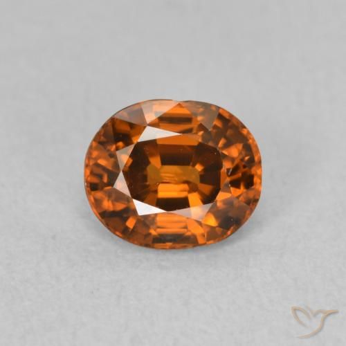 0.99ct 天然 Medium Dark-Orange ジルコン, 楕円形, VVS-VS