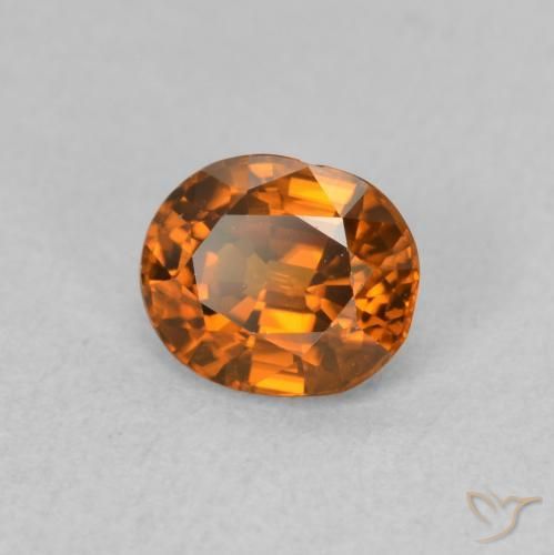 0.99カラットの天然Medium Dark-Orangeジルコン、楕円形、VVS-VS