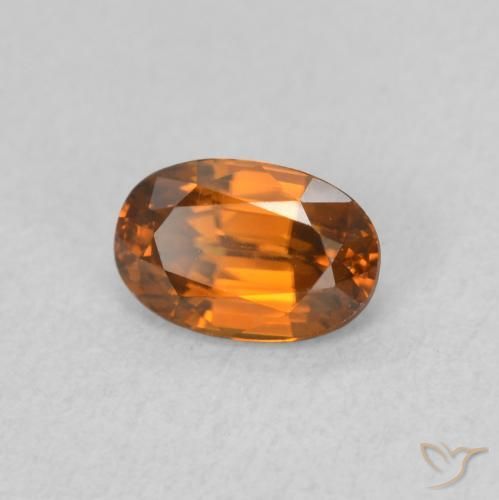0.82カラットの天然Medium Dark-Orangeジルコン、楕円形、VVS