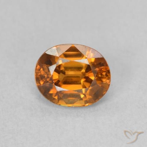 1.10ct 天然 ミディアムオレンジ ジルコン, 楕円形, VVS