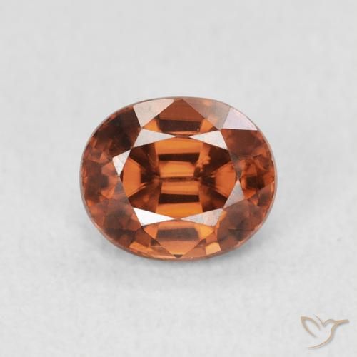 1.17ct 天然 ディープオレンジ ジルコン, 楕円形, VVS-VS