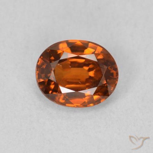 0.95ct 天然 ミディアムオレンジ ジルコン, 楕円形, VVS-VS