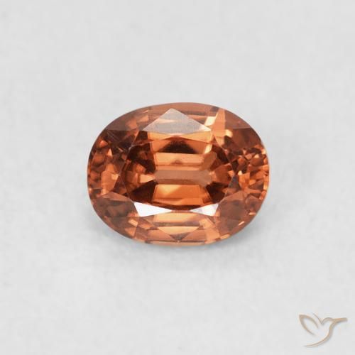 0.62ct 天然 Medium Dark-Orange ジルコン, 楕円形, VVS
