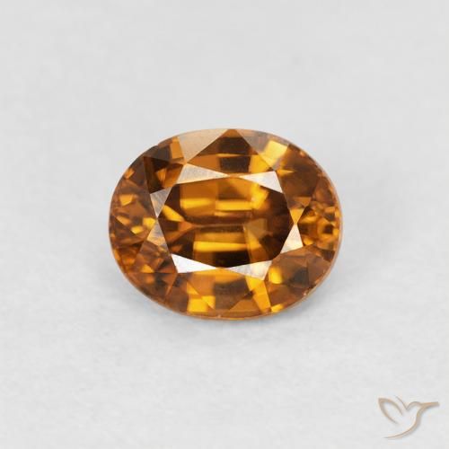 1.00ct 天然 ミディアムオレンジ ジルコン, 楕円形, VVS-VS