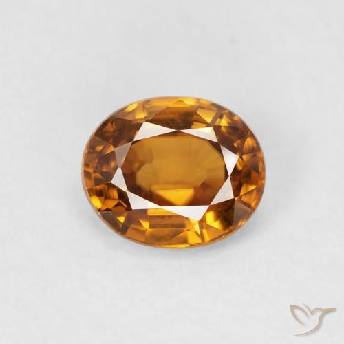 1.00ct 天然 ミディアムオレンジ ジルコン, 楕円形, VVS-VS